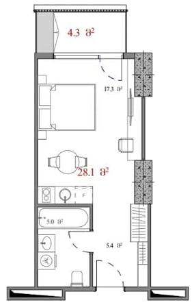 1-комнатная